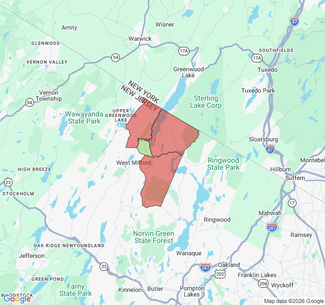 Map of septic coverage in Hewitt, NJ