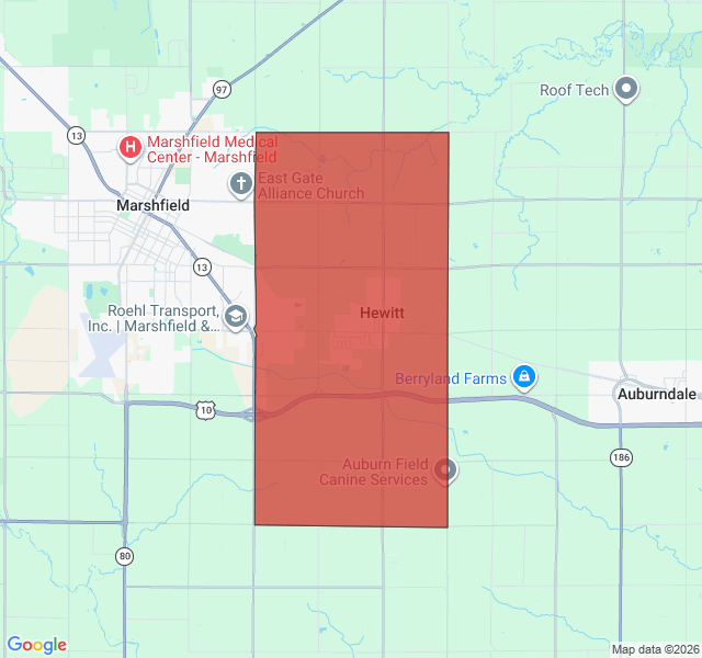 Map of septic coverage in Hewitt, WI