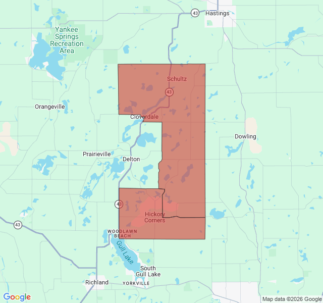 Map of septic coverage in Hickory Corners, MI