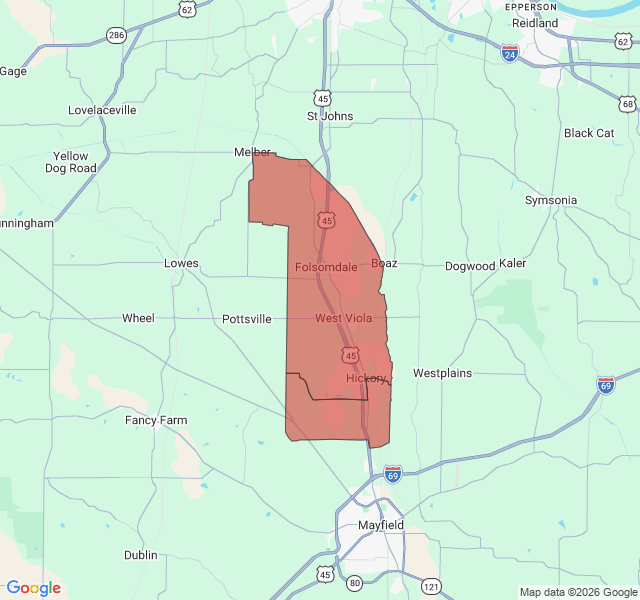 Map of septic coverage in Hickory, KY