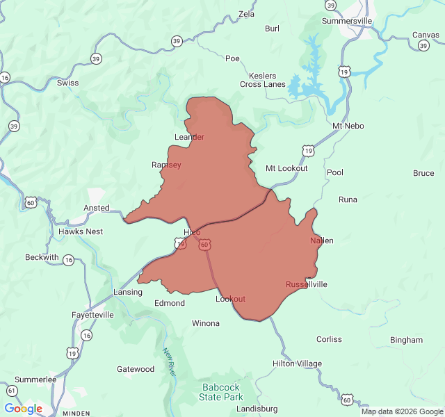 Map of septic coverage in Hico, WV