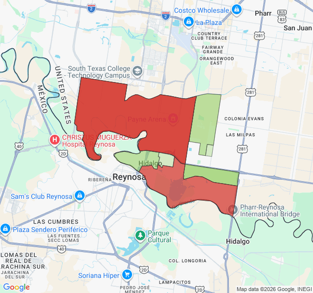 Map of septic coverage in Hidalgo, TX