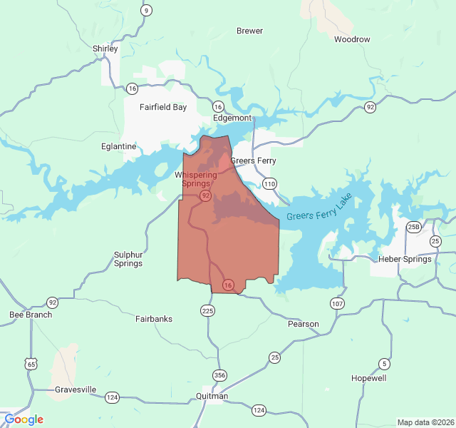 Map of septic coverage in Higden, AR