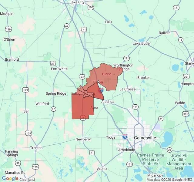 Map of septic coverage in High Springs, FL