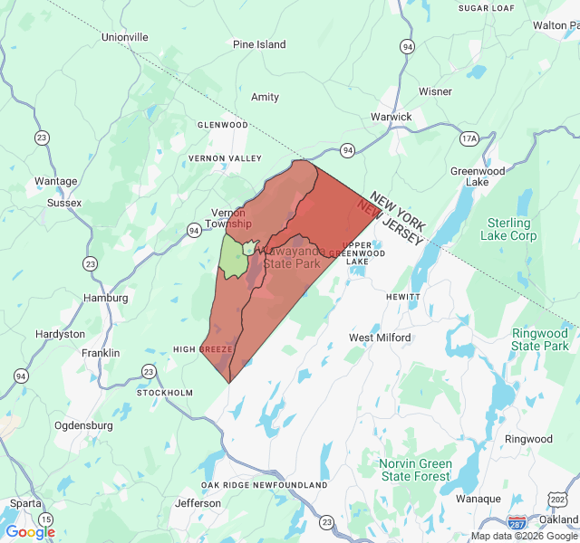 Map of septic coverage in Highland Lakes, NJ