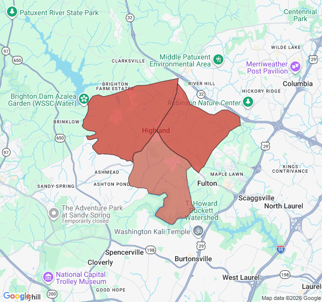Map of septic coverage in Highland, MD