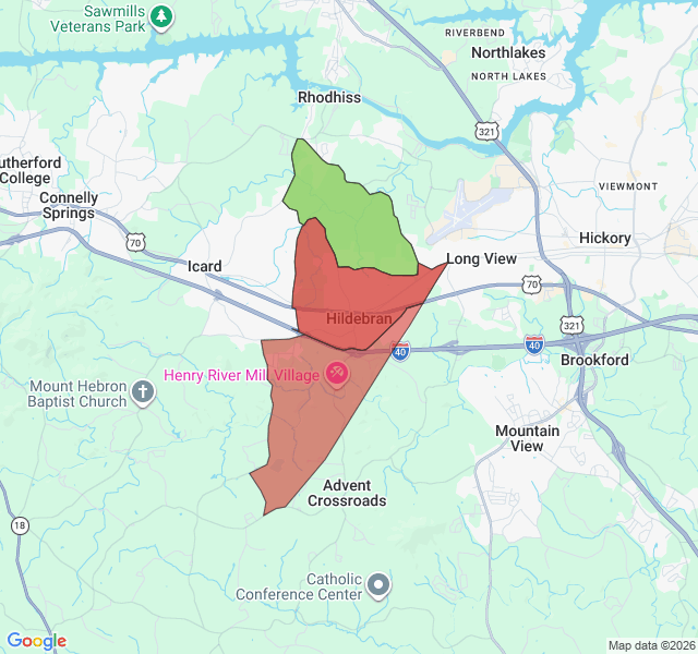 Map of septic coverage in Hildebran, NC