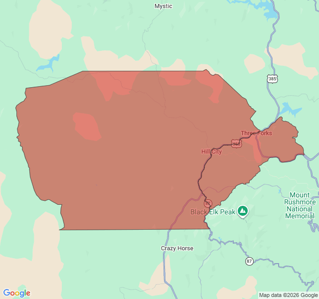 Map of septic coverage in Hill City, SD