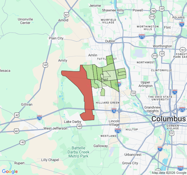 Map of septic coverage in Hilliard, OH
