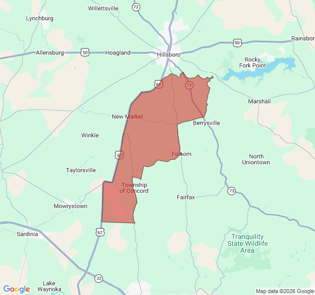 Map of septic coverage in Hillsboro, OH