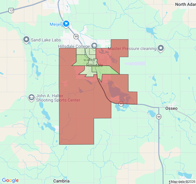 Map of septic coverage in Hillsdale, MI
