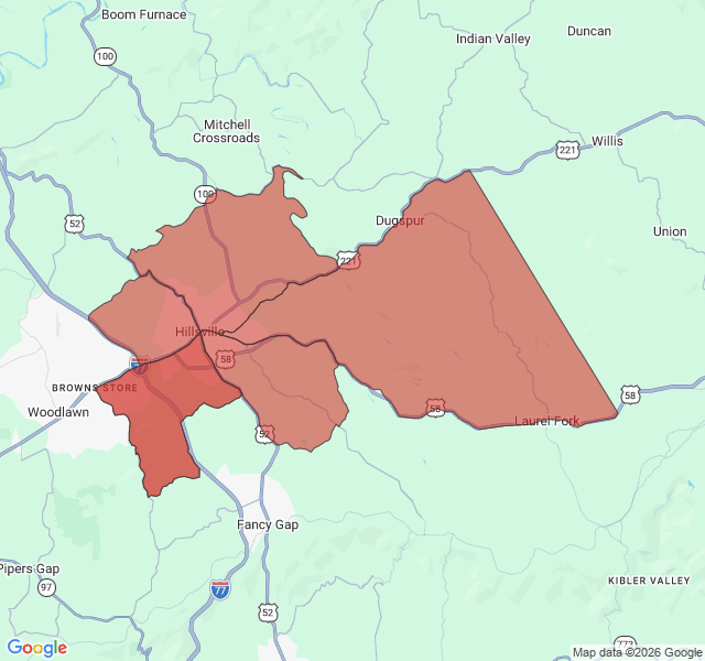 Map of septic coverage in Hillsville, VA