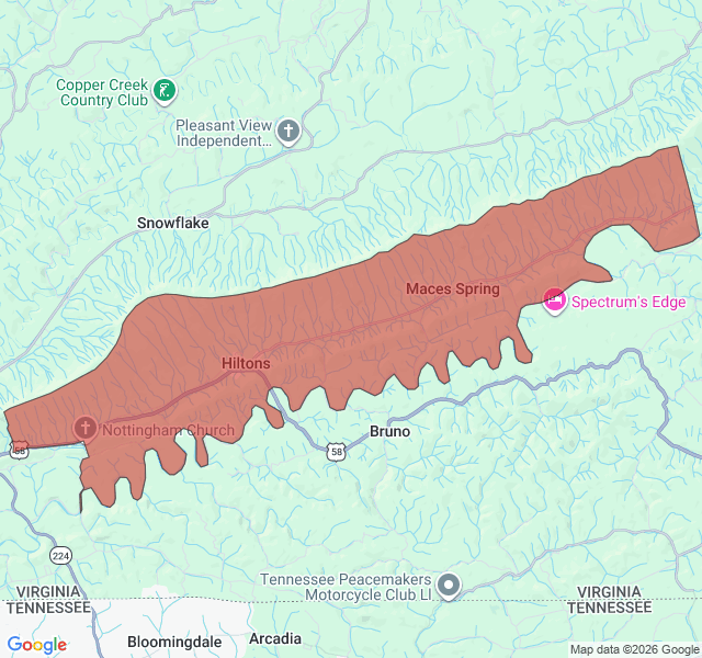 Map of septic coverage in Hiltons, VA