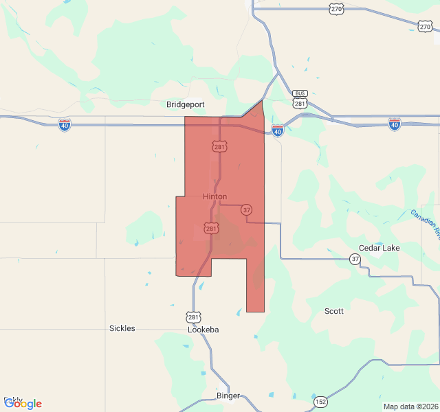 Map of septic coverage in Hinton, OK