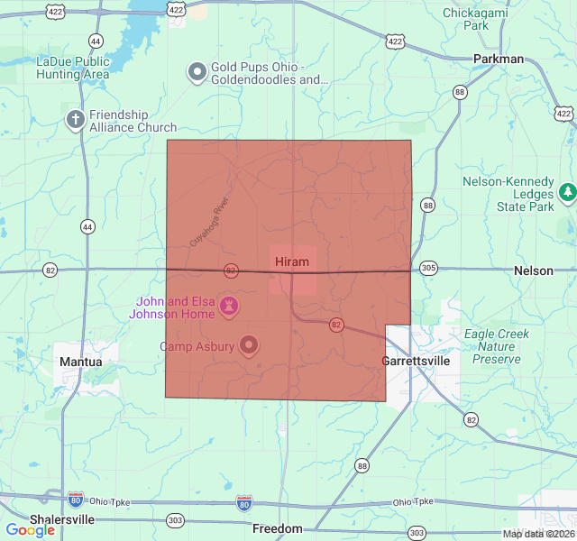 Map of septic coverage in Hiram, OH