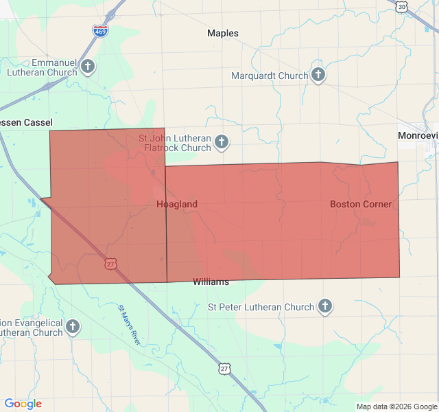 Map of septic coverage in Hoagland, IN