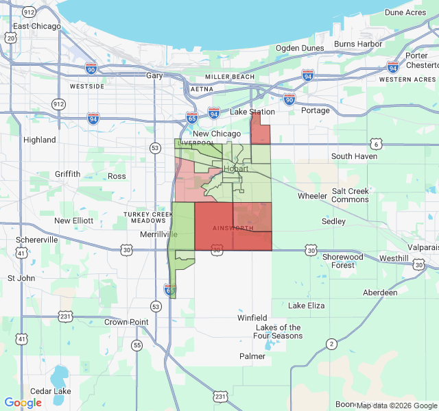 Map of septic coverage in Hobart, IN