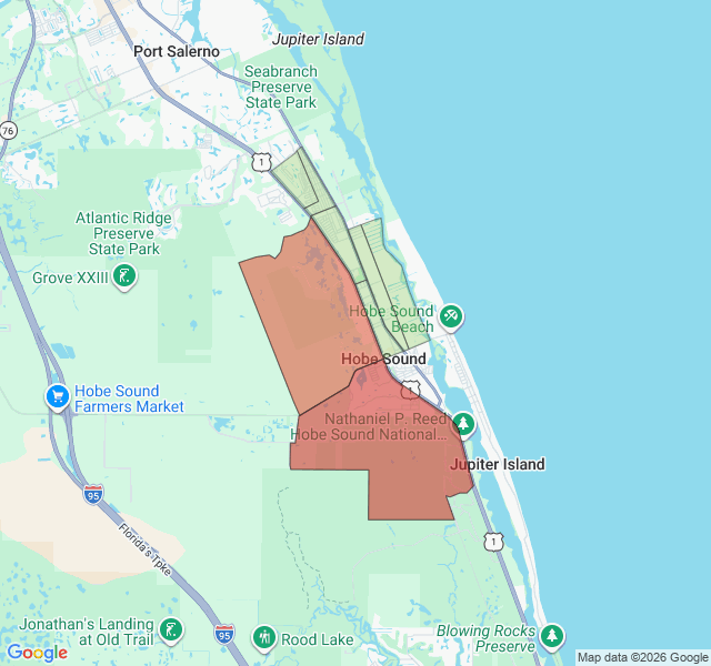 Map of septic coverage in Hobe Sound, FL