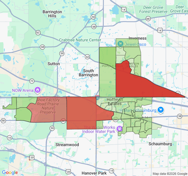 Map of septic coverage in Hoffman Estates, IL
