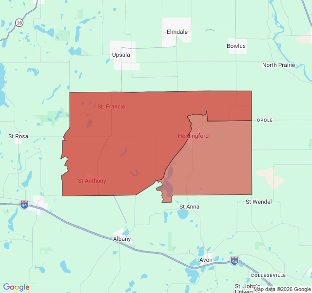 Map of septic coverage in Holdingford, MN