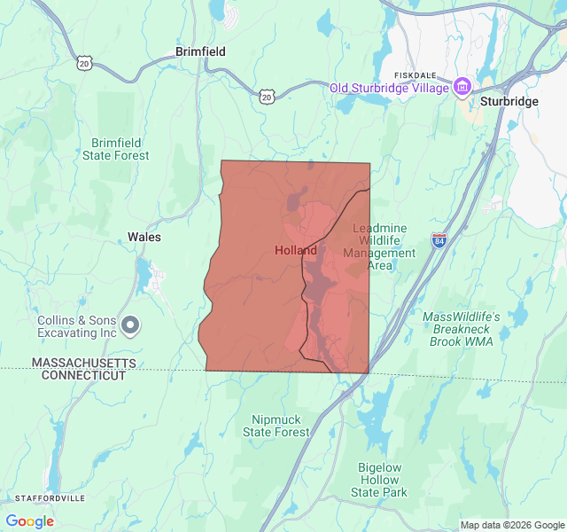 Map of septic coverage in Holland, MA