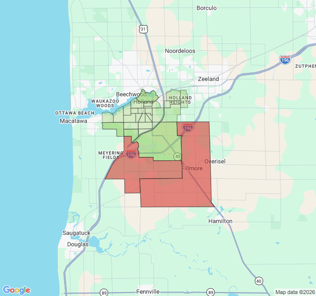 Map of septic coverage in Holland, MI