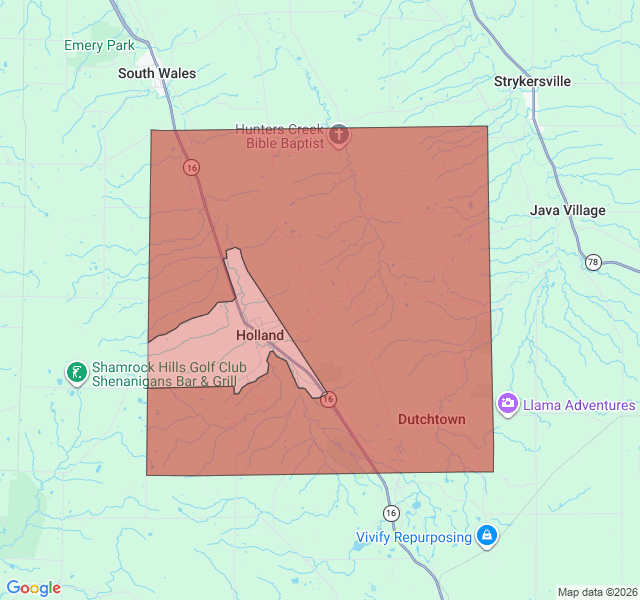 Map of septic coverage in Holland, NY
