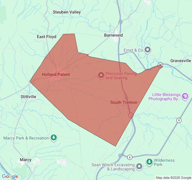 Map of septic coverage in Holland Patent, NY