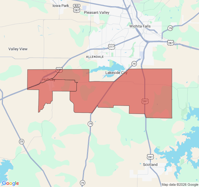 Map of septic coverage in Holliday, TX