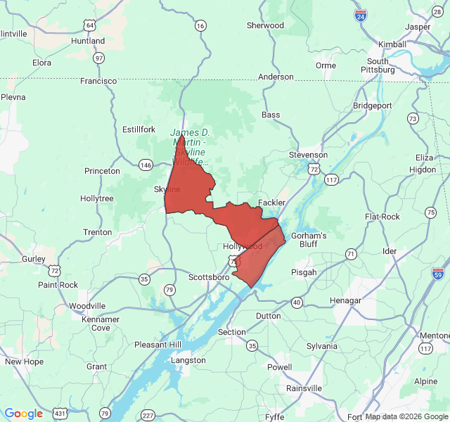 Map of septic coverage in Hollywood, AL