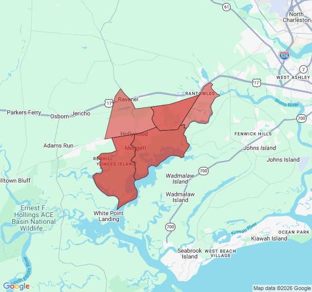 Map of septic coverage in Hollywood, SC