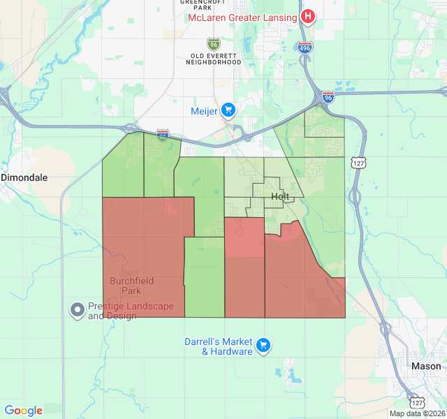 Map of septic coverage in Holt, MI