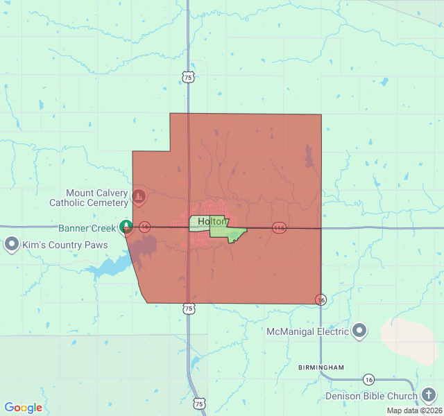 Map of septic coverage in Holton, KS