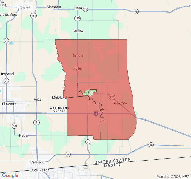 Map of septic coverage in Holtville, CA