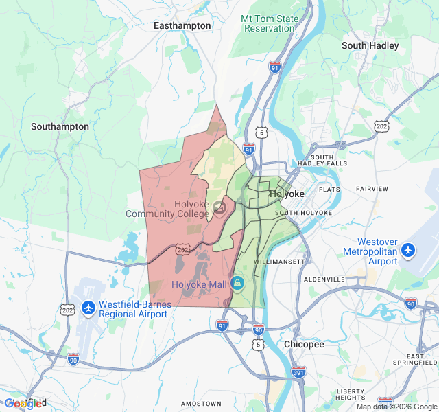 Map of septic coverage in Holyoke, MA
