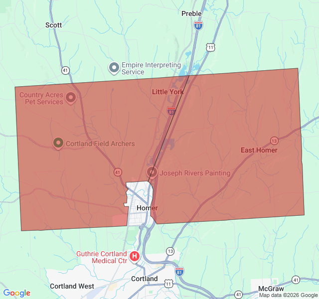 Map of septic coverage in Homer, NY