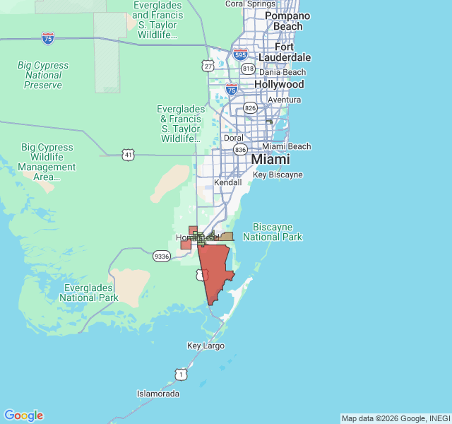 Map of septic coverage in Homestead, FL