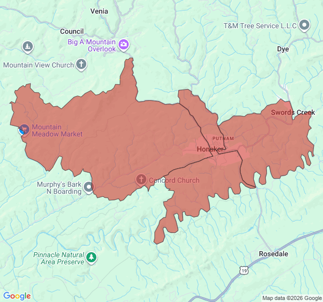 Map of septic coverage in Honaker, VA