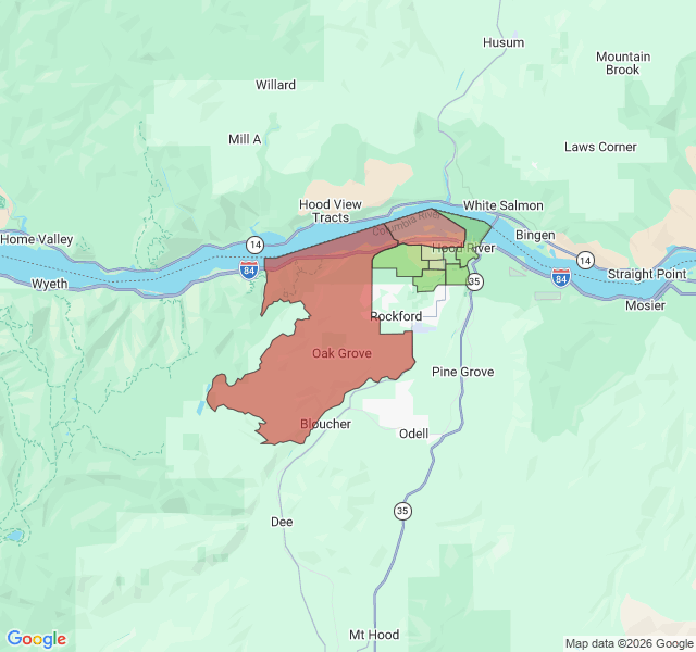 Map of septic coverage in Hood River, OR