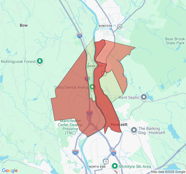 Map of septic coverage in Hooksett, NH