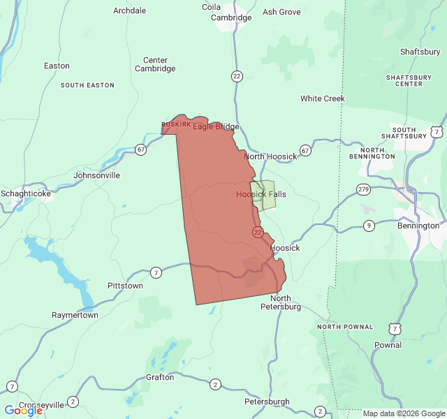 Map of septic coverage in Hoosick Falls, NY