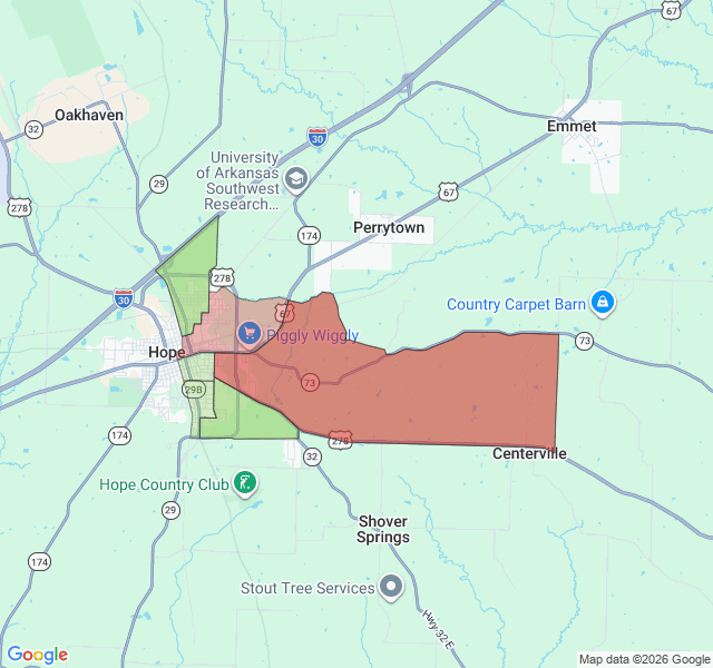 Map of septic coverage in Hope, AR