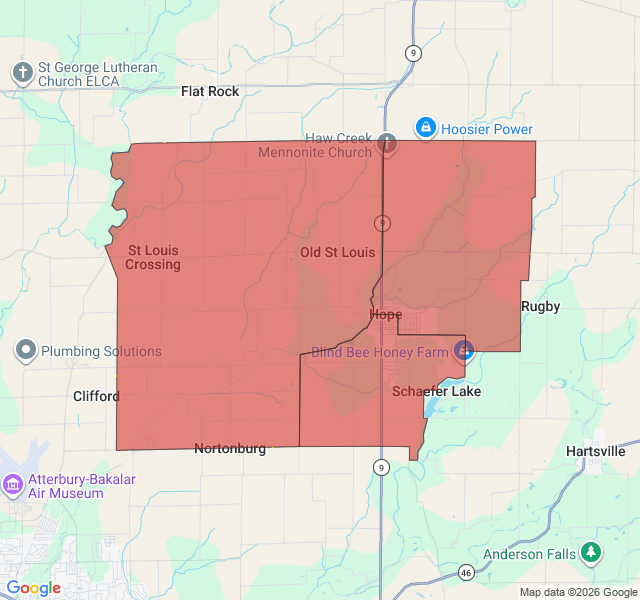Map of septic coverage in Hope, IN