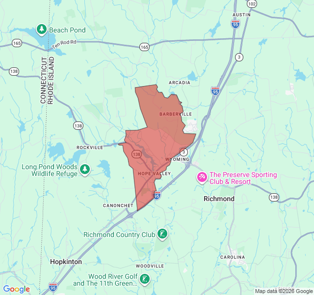 Map of septic coverage in Hope Valley, RI