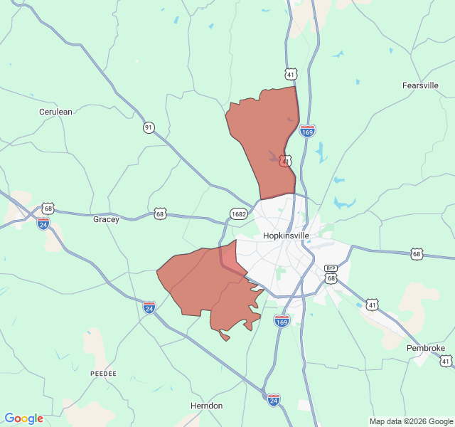 Map of septic coverage in Hopkinsville, KY