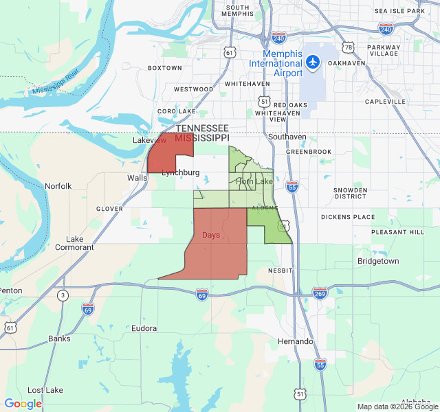 Map of septic coverage in Horn Lake, MS
