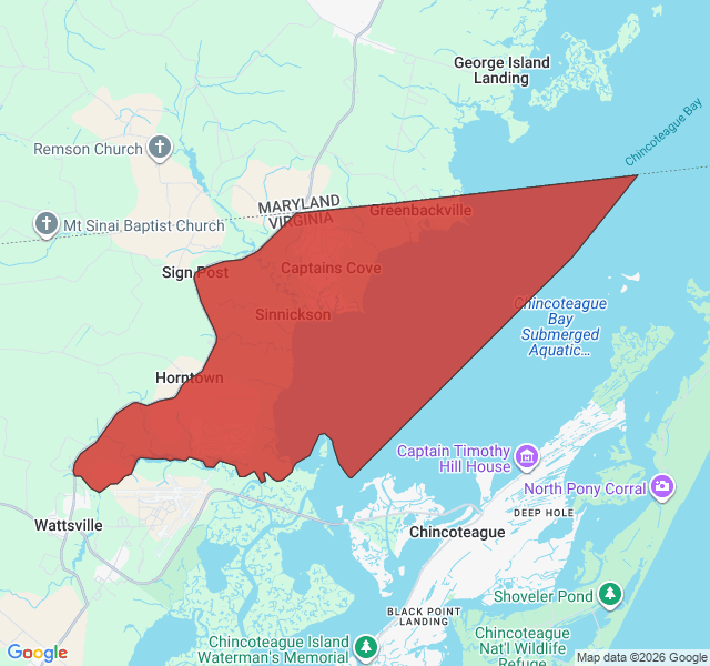 Map of septic coverage in Horntown, VA