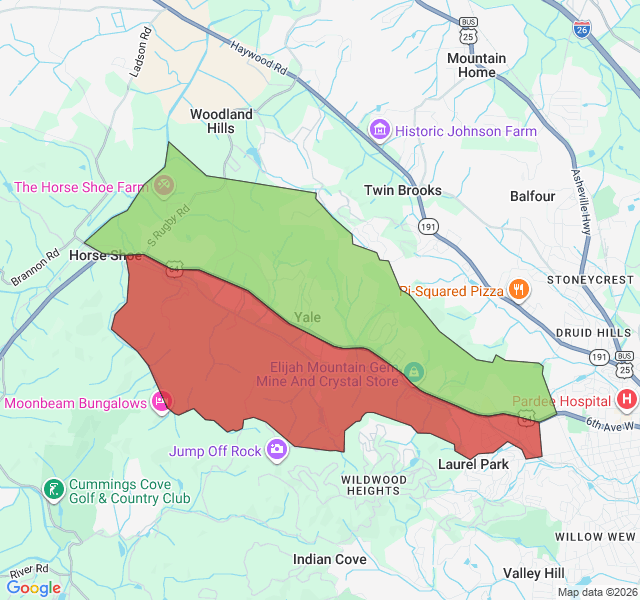 Map of septic coverage in Horse Shoe, NC