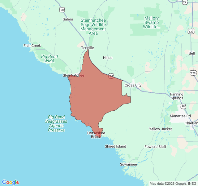 Map of septic coverage in Horseshoe Beach, FL