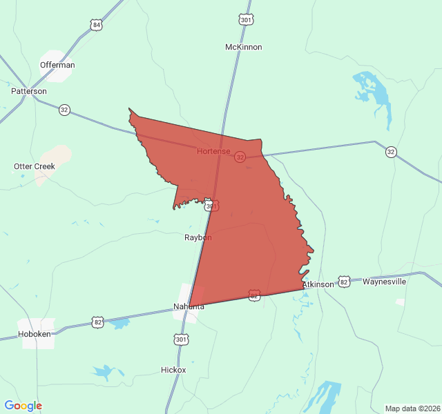 Map of septic coverage in Hortense, GA